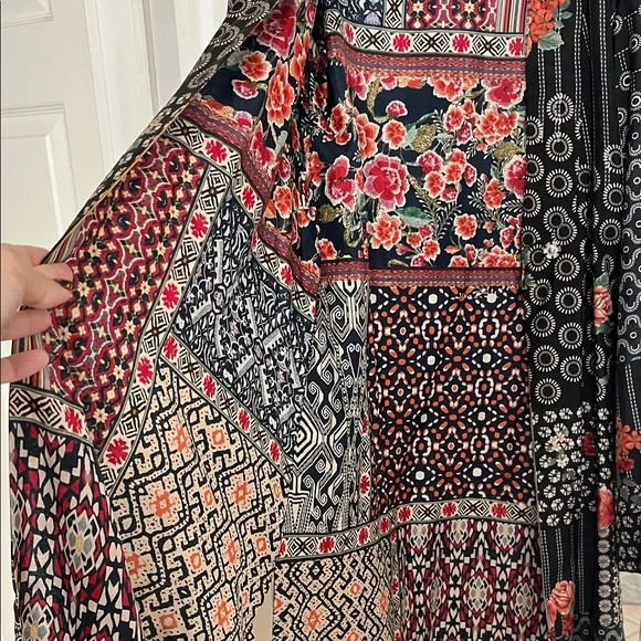 Johnny Was Black and Red Patterned Double sided Kimono Reversable with pockets - Picture 3 of 3